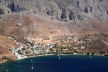 Kalymnos - looking across the bay to Emborios with the crags of the limestone ridge behind