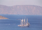 Symi - under full sail out of Yialos harbour