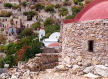 Tilos - Mikro Horio, the only buildings still used are the church and a music club - there is no-one to complain about the noise