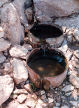 collecting scarce spring water, Greek island of Tilos