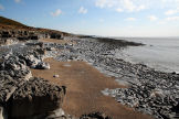 Ogmore is the eastern extremity of the limestone cliffs and wave-cut platform